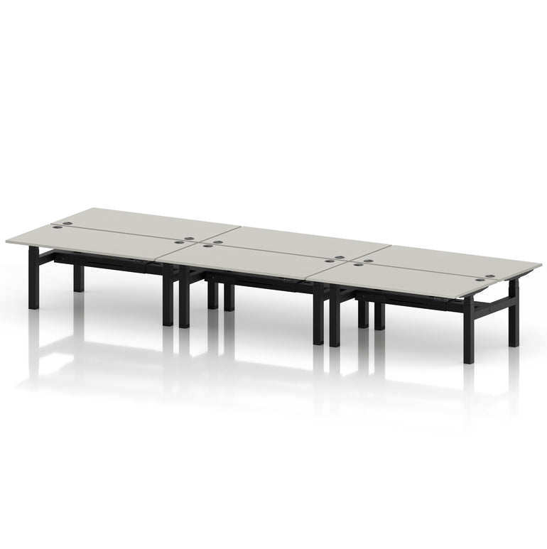 Air Back-to-Back Height Adjustable Bench Desk - 6 Person