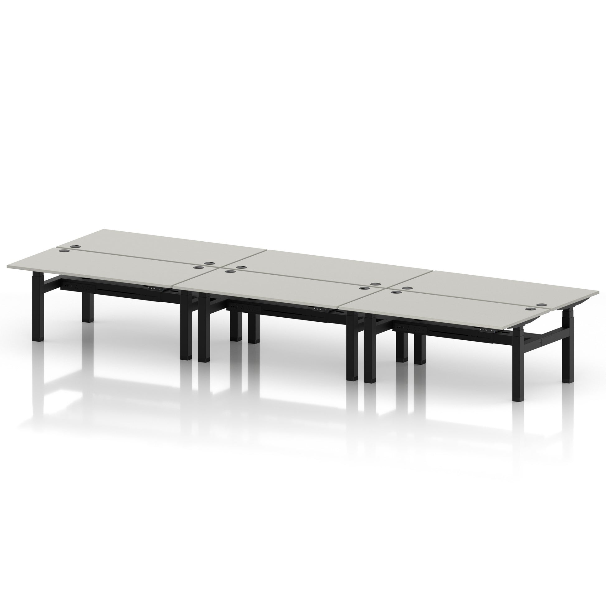 Air Back-to-Back Height Adjustable Bench Desk - 6 Person
