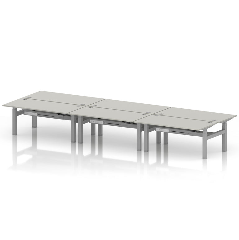 Air Back-to-Back Height Adjustable Bench Desk - 6 Person