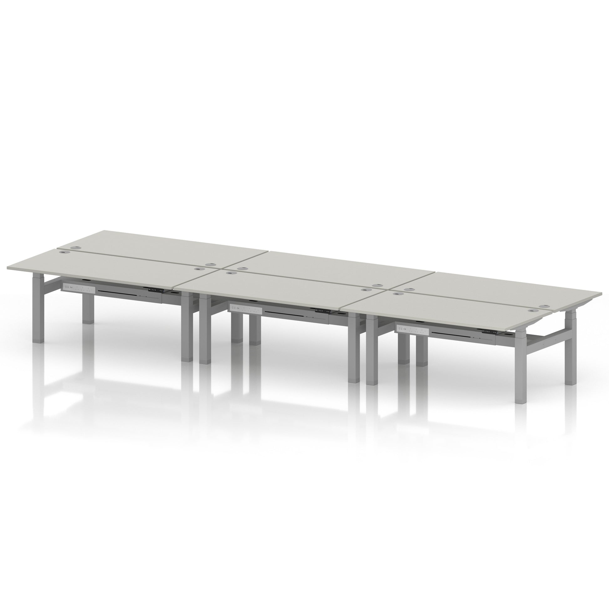 Air Back-to-Back Height Adjustable Bench Desk - 6 Person