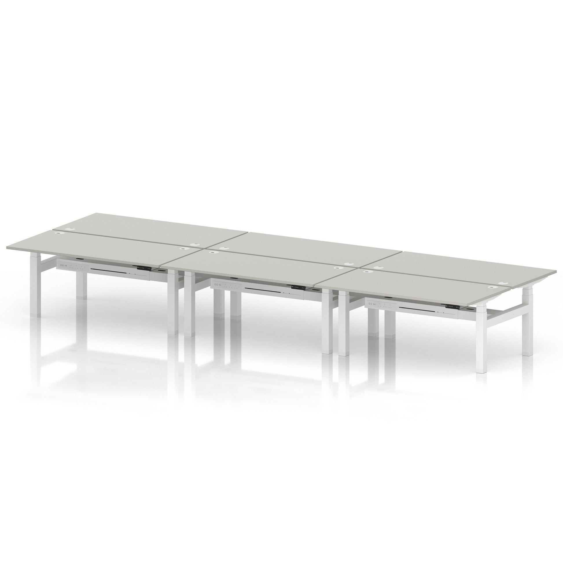 Air Back-to-Back Height Adjustable Bench Desk - 6 Person