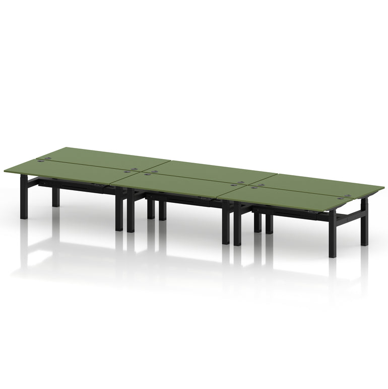 Air Back-to-Back Height Adjustable Bench Desk - 6 Person