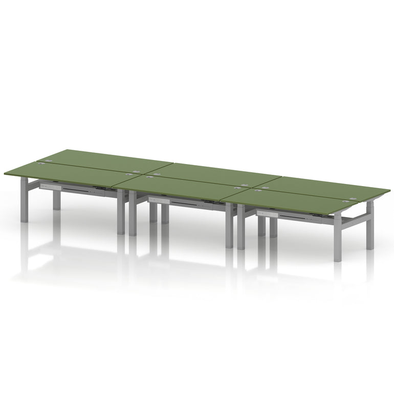 Air Back-to-Back Height Adjustable Bench Desk - 6 Person