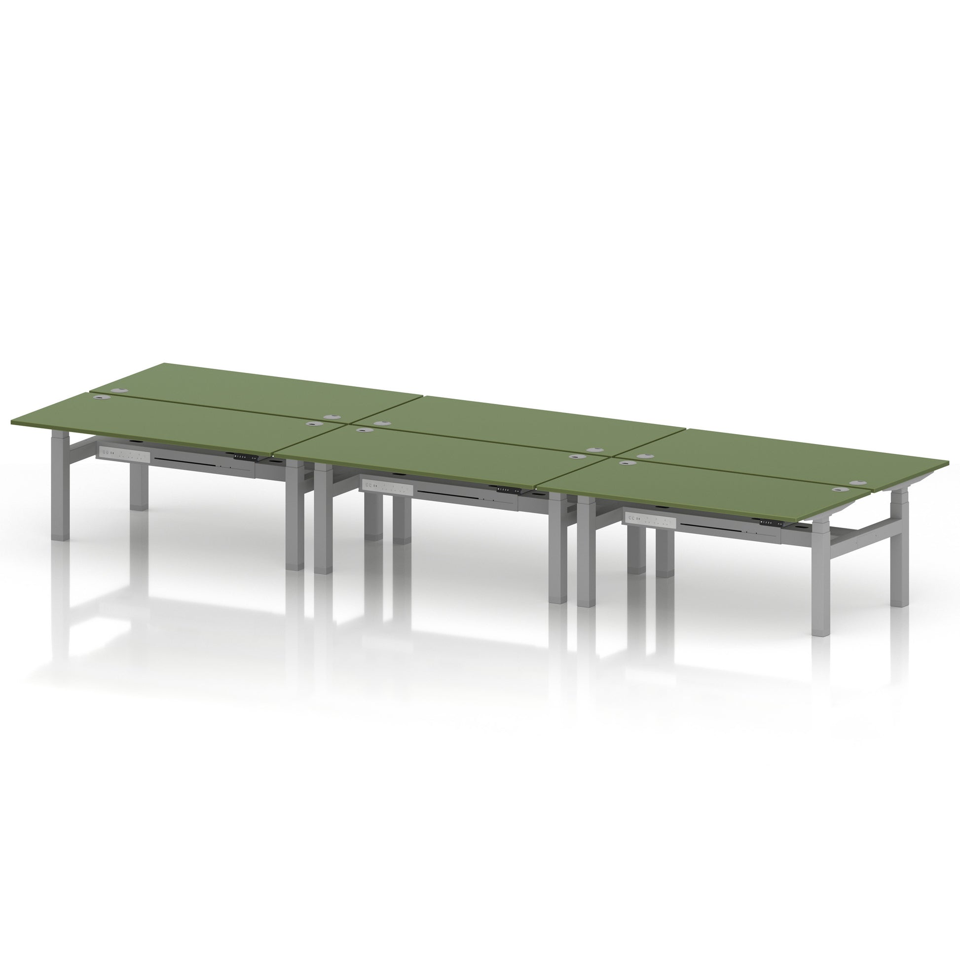 Air Back-to-Back Height Adjustable Bench Desk - 6 Person
