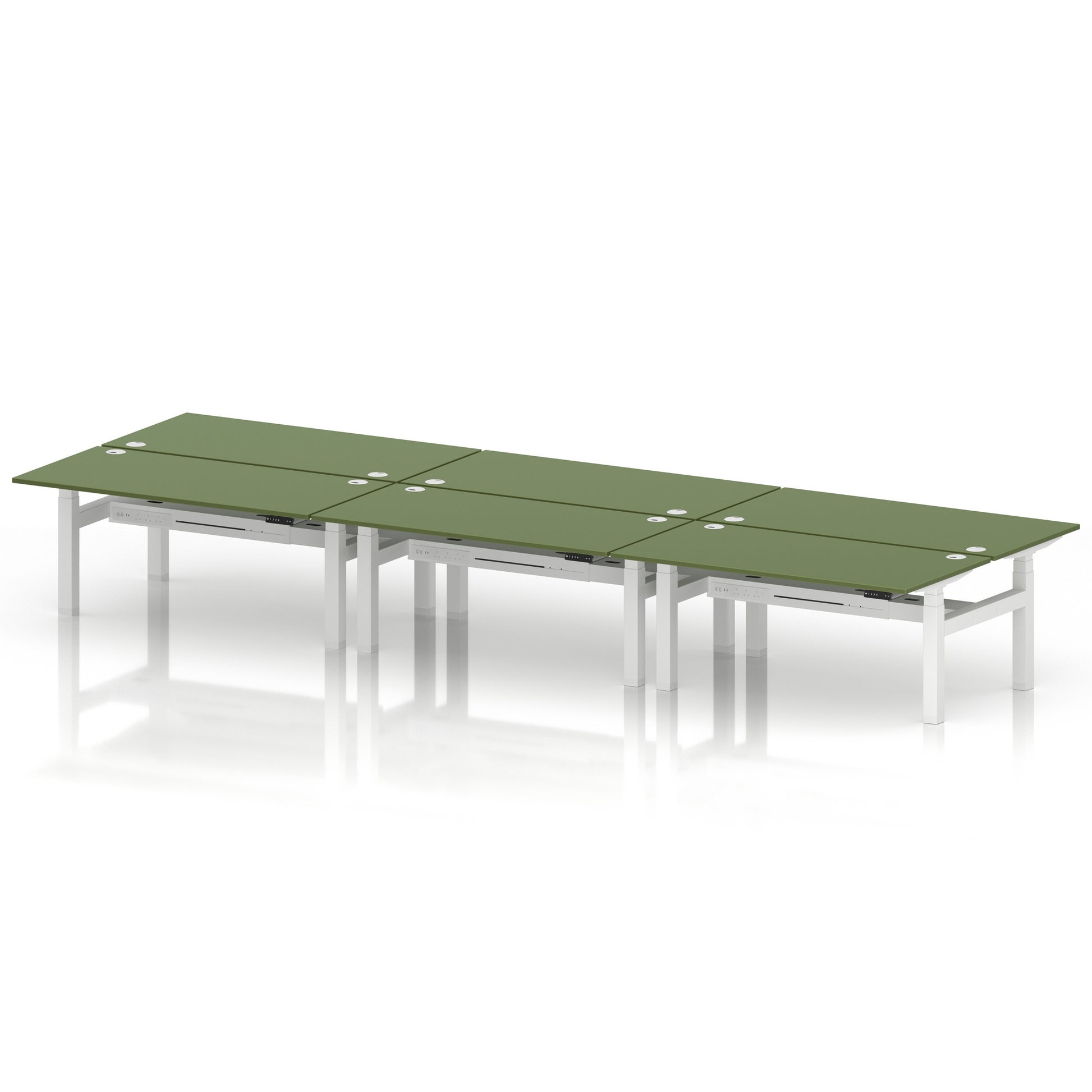 Air Back-to-Back Height Adjustable Bench Desk - 6 Person