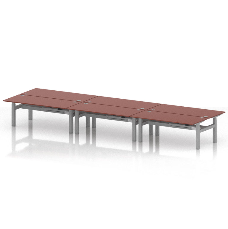 Air Back-to-Back Height Adjustable Bench Desk - 6 Person