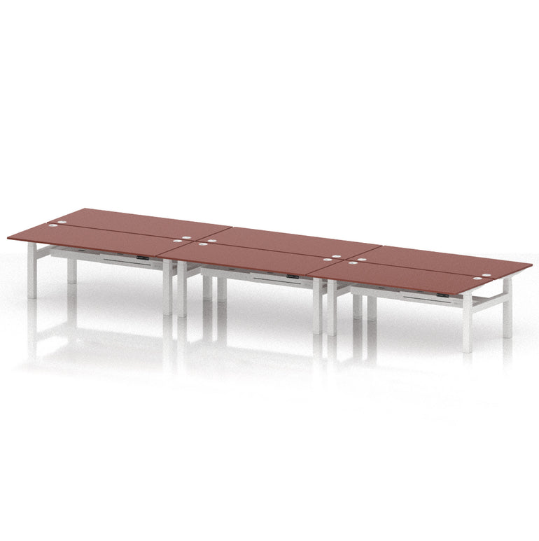 Air Back-to-Back Height Adjustable Bench Desk - 6 Person