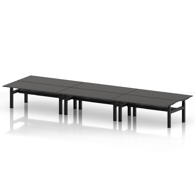 Air Back-to-Back Height Adjustable Bench Desk - 6 Person