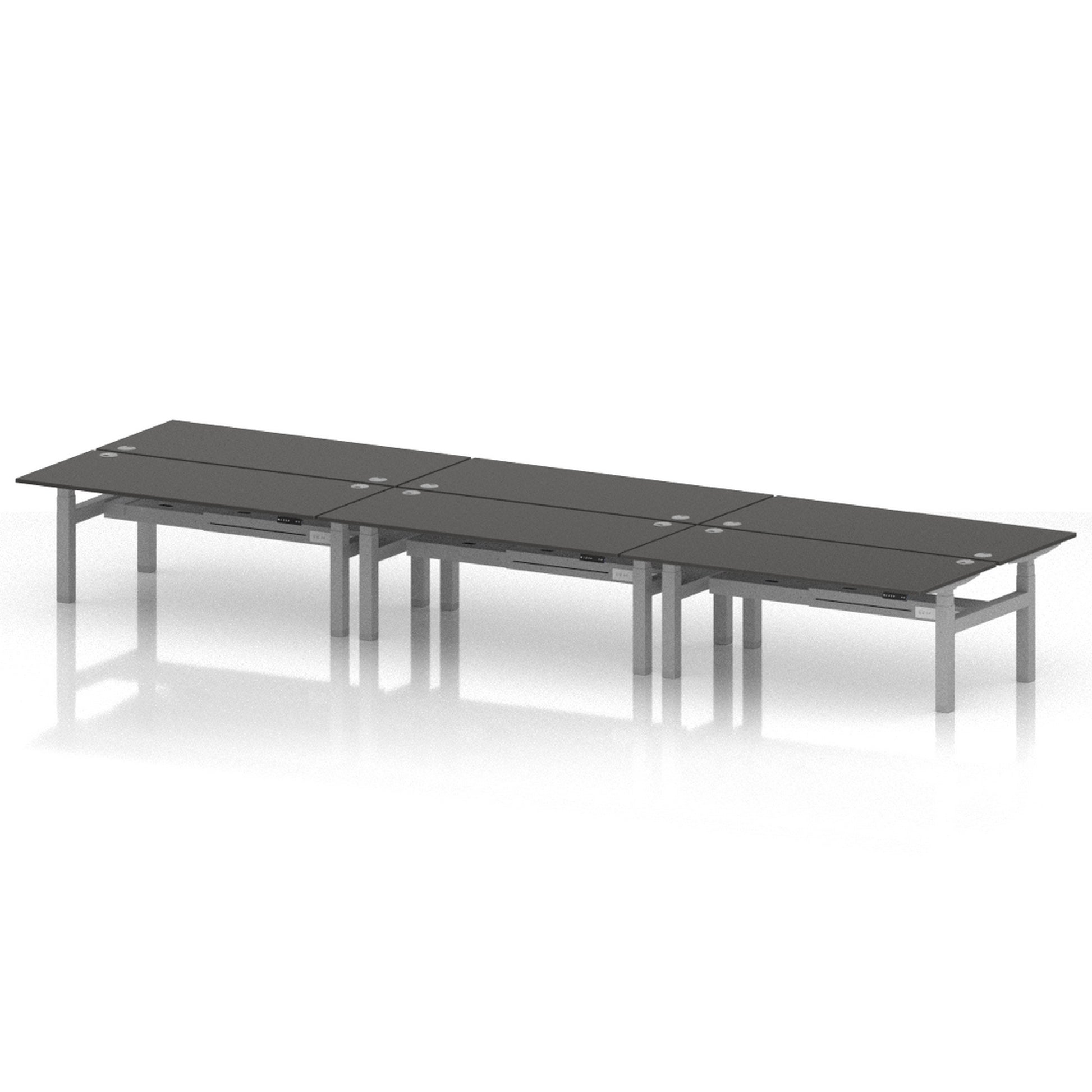 Air Back-to-Back Height Adjustable Bench Desk - 6 Person