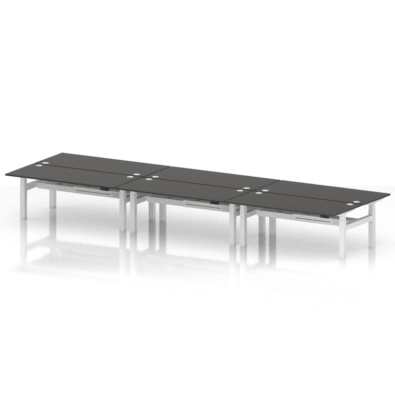 Air Back-to-Back Height Adjustable Bench Desk - 6 Person