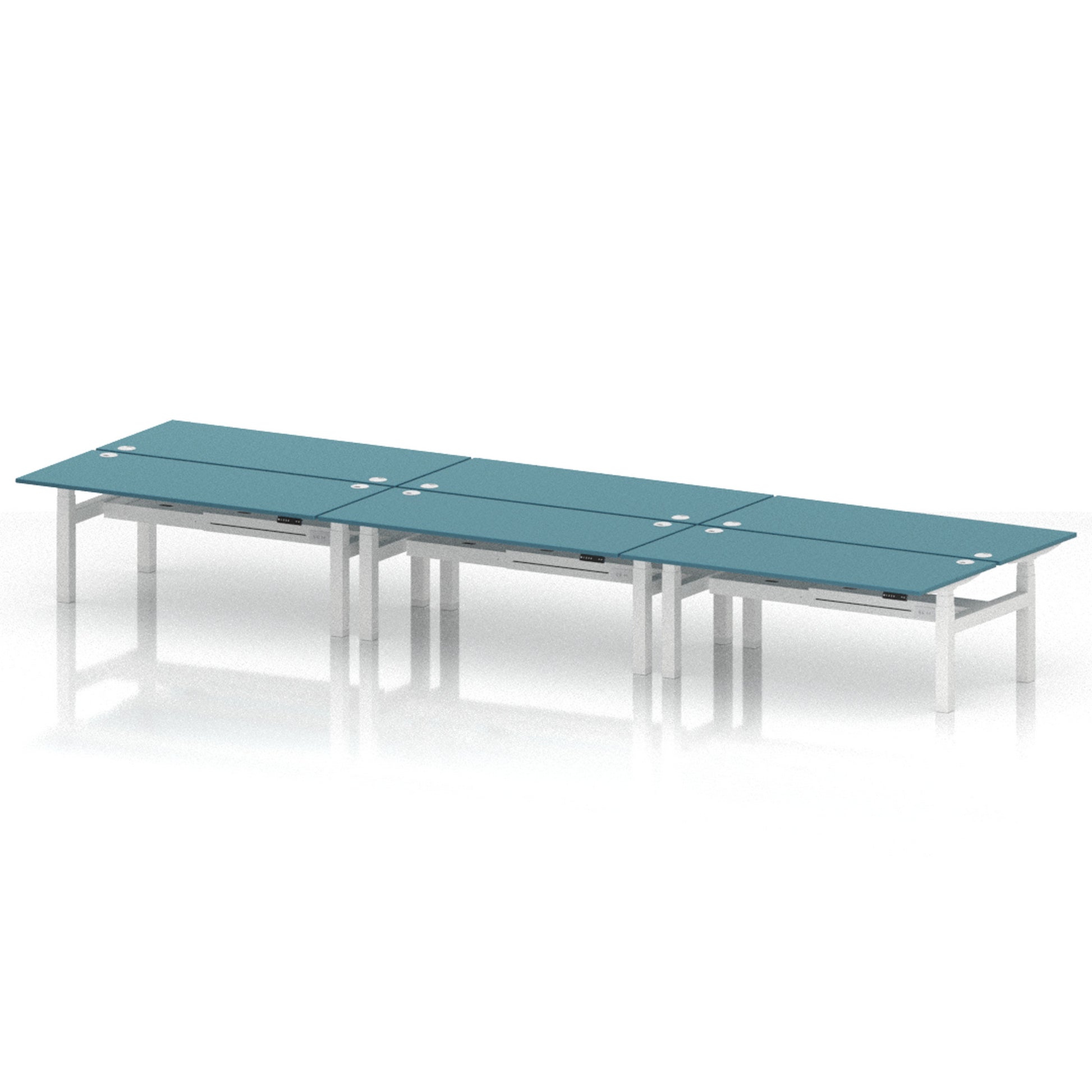 Air Back-to-Back Height Adjustable Bench Desk - 6 Person
