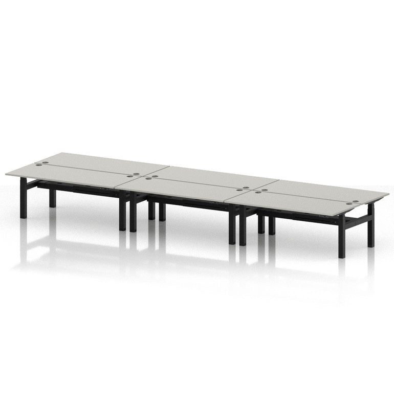 Air Back-to-Back Height Adjustable Bench Desk - 6 Person