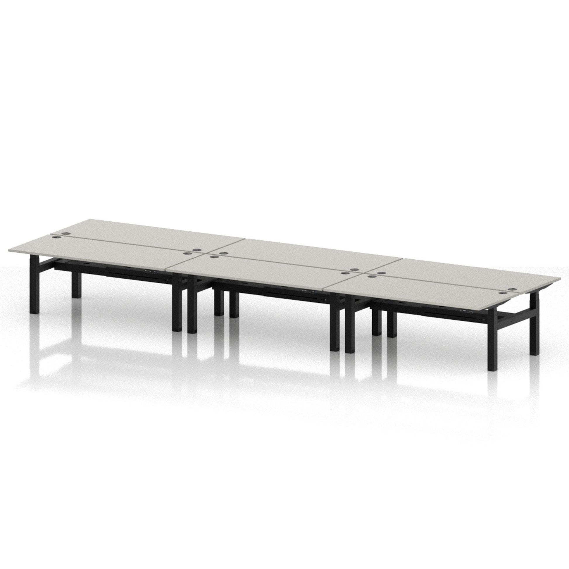 Air Back-to-Back Height Adjustable Bench Desk - 6 Person