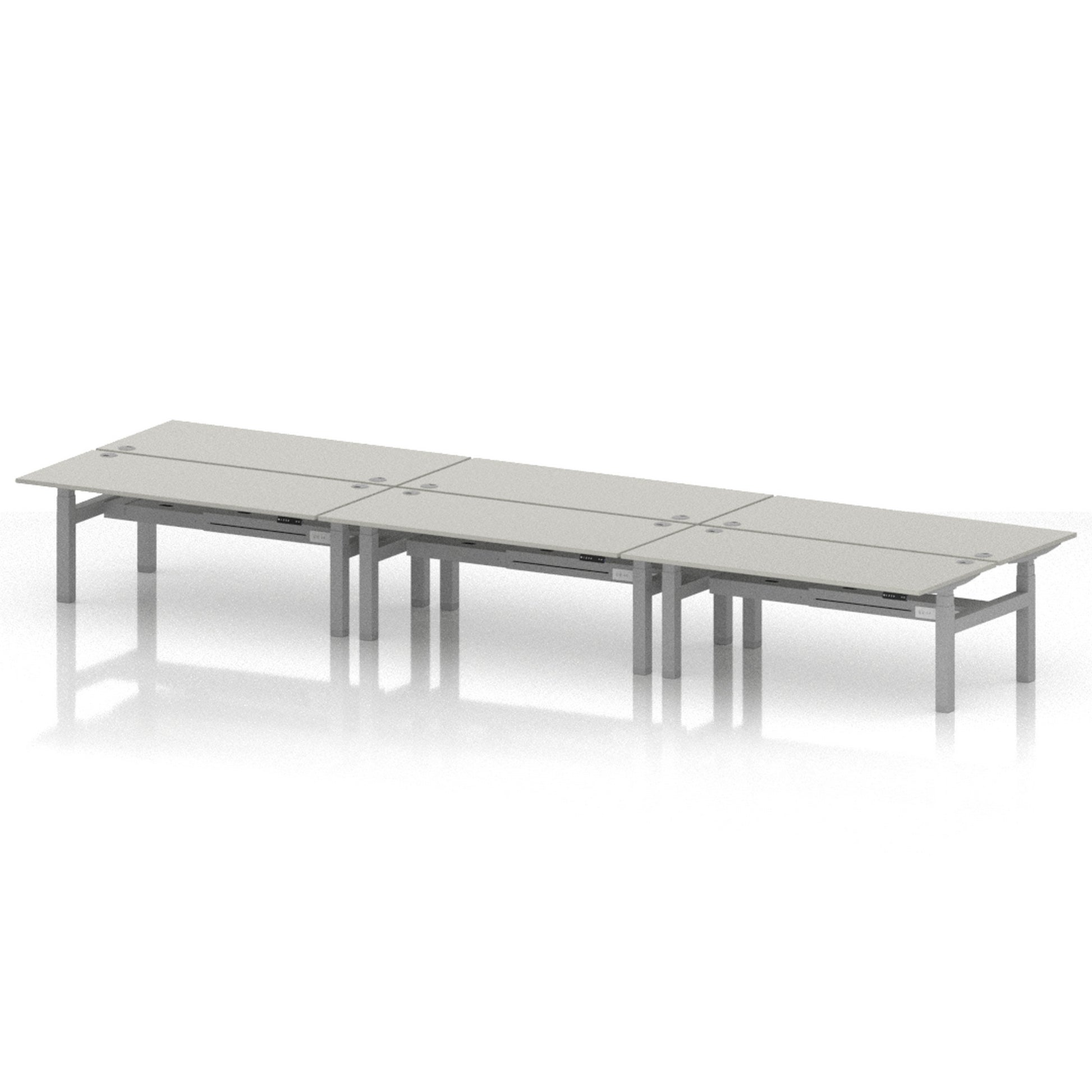 Air Back-to-Back Height Adjustable Bench Desk - 6 Person