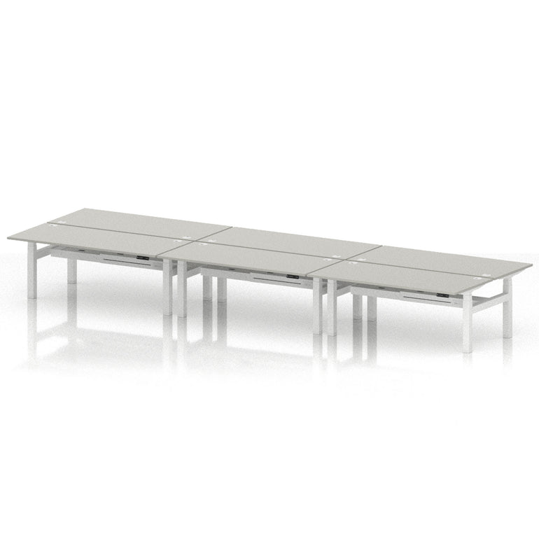 Air Back-to-Back Height Adjustable Bench Desk - 6 Person
