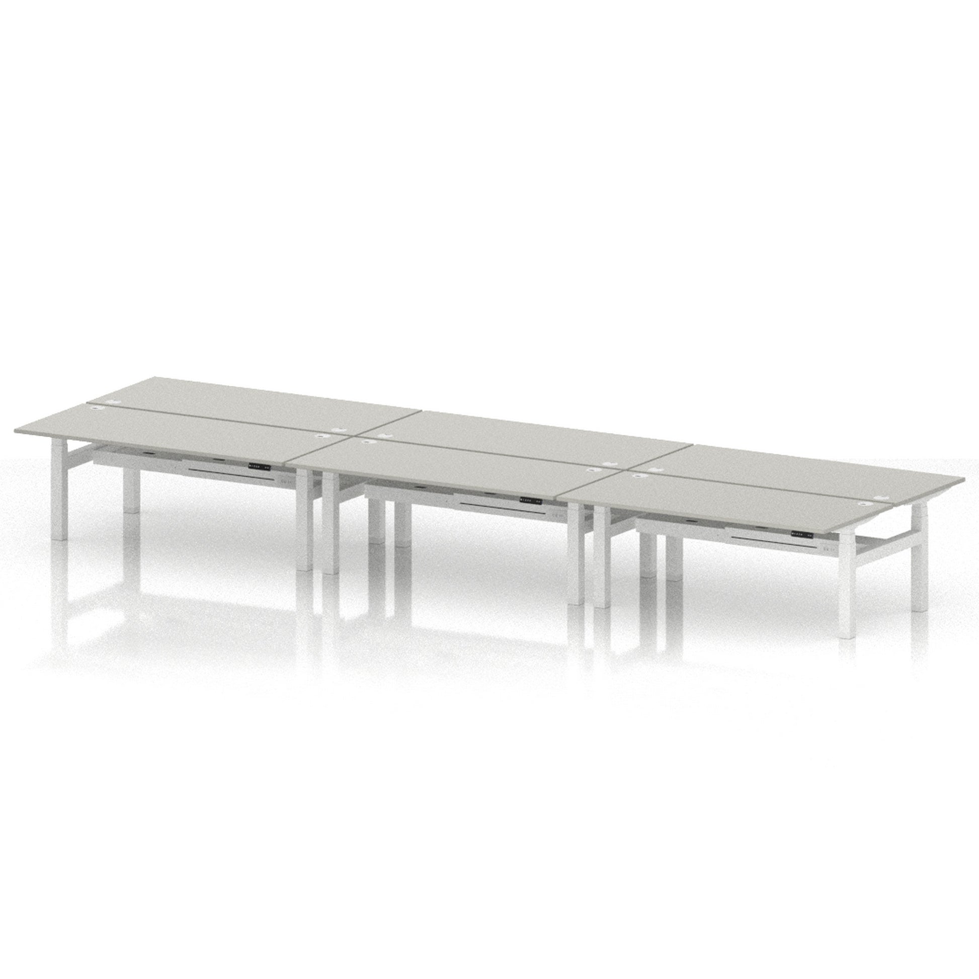Air Back-to-Back Height Adjustable Bench Desk - 6 Person