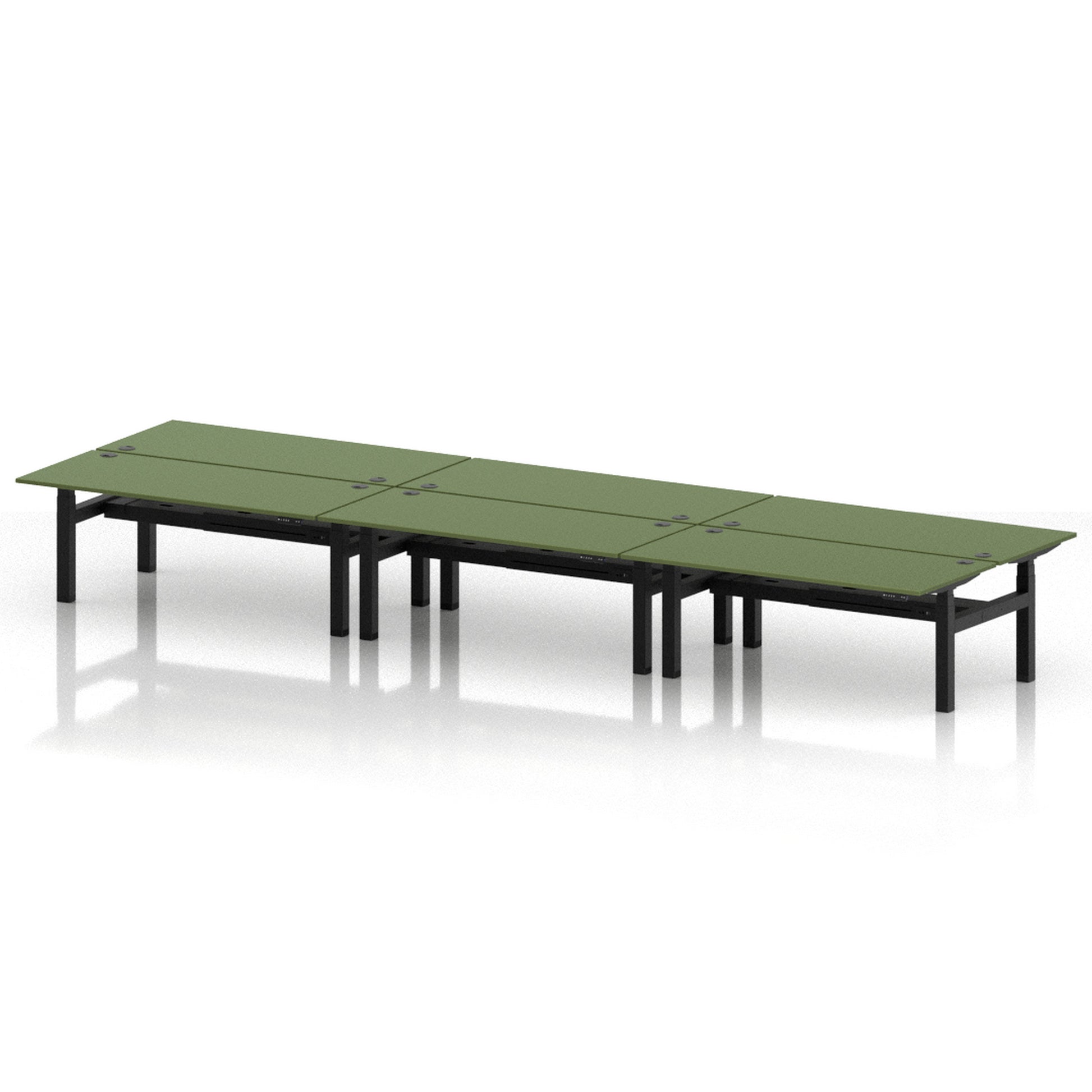 Air Back-to-Back Height Adjustable Bench Desk - 6 Person