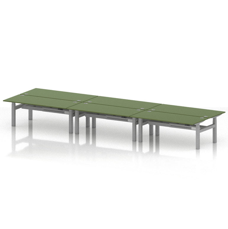 Air Back-to-Back Height Adjustable Bench Desk - 6 Person