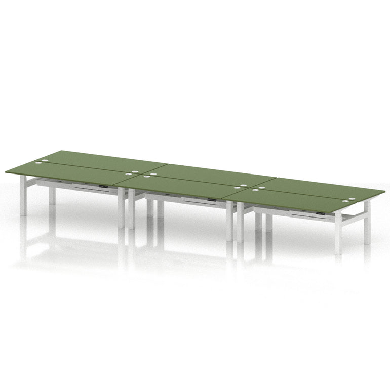 Air Back-to-Back Height Adjustable Bench Desk - 6 Person