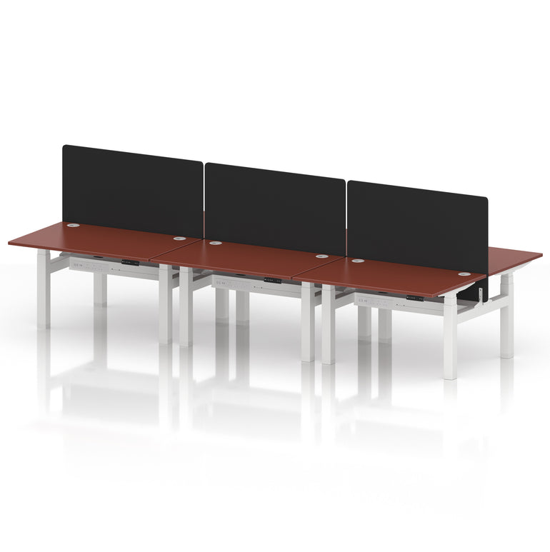 Air Back-to-Back Height Adjustable Bench Desk - 6 Person with Black Straight Screen