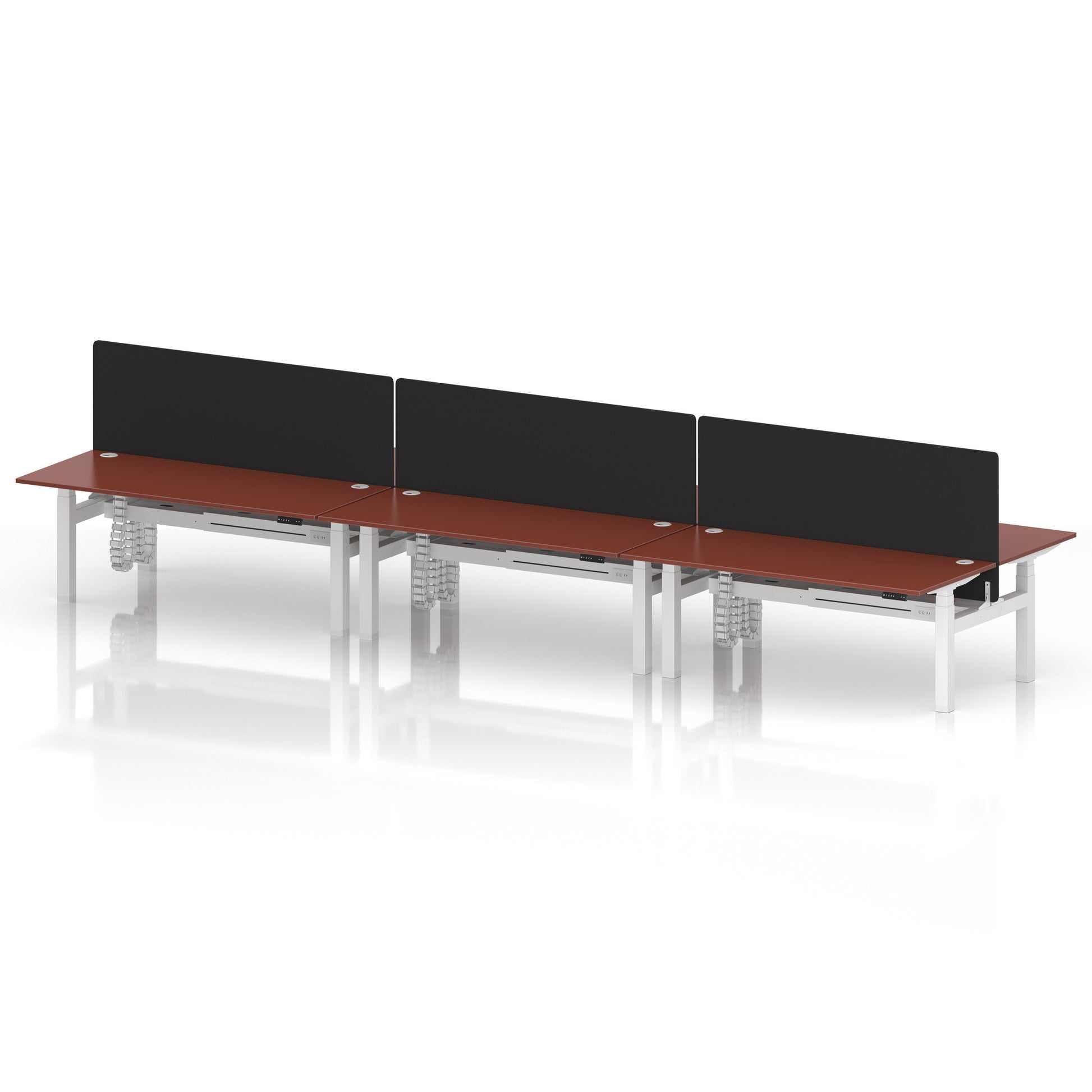 Air Back-to-Back Height Adjustable Bench Desk - 6 Person with Black Straight Screen
