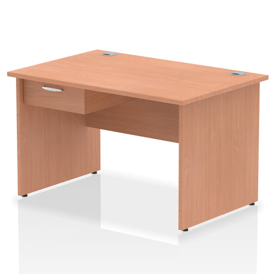 Impulse Panel End Straight Desk With Single One Drawer Fixed Pedestal