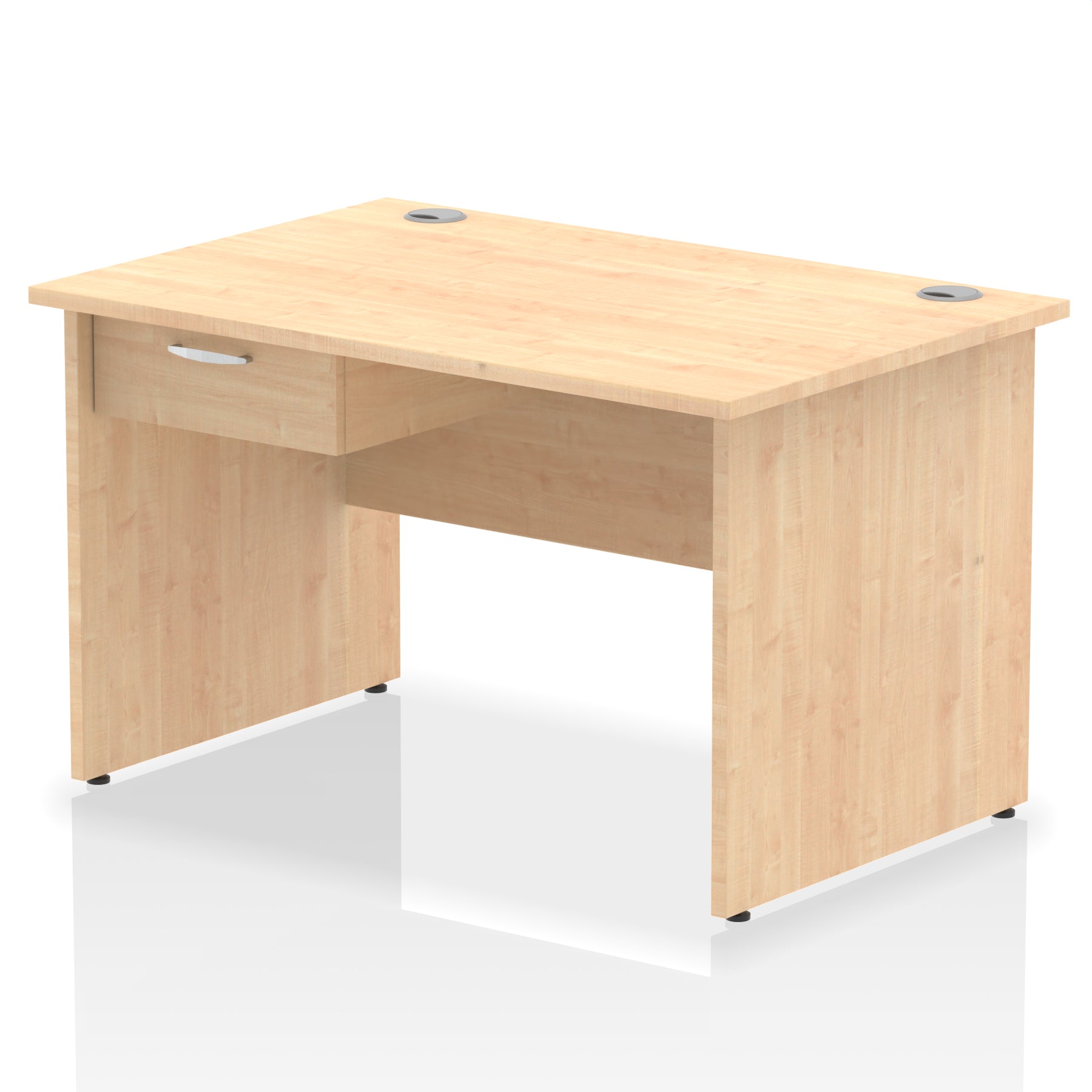 Impulse Panel End Straight Desk With Single One Drawer Fixed Pedestal