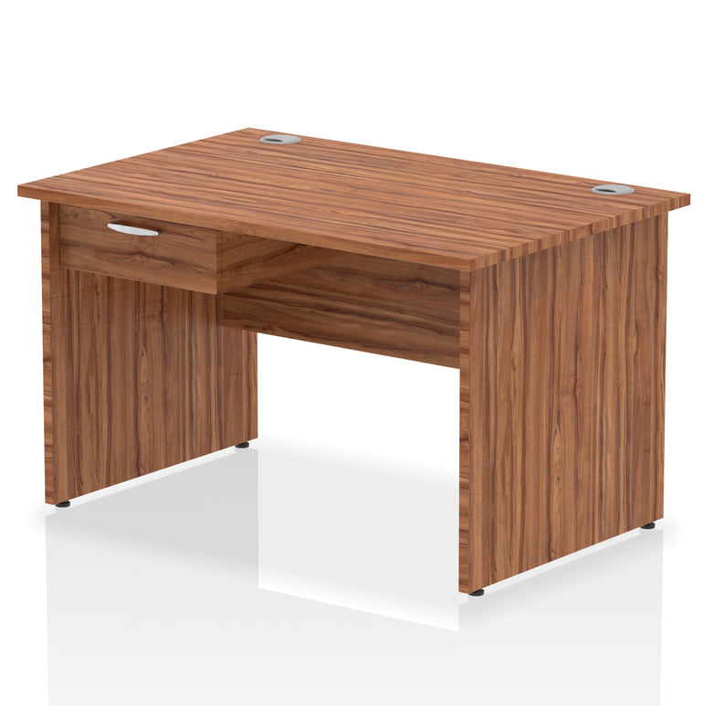 Impulse Panel End Straight Desk With Single One Drawer Fixed Pedestal