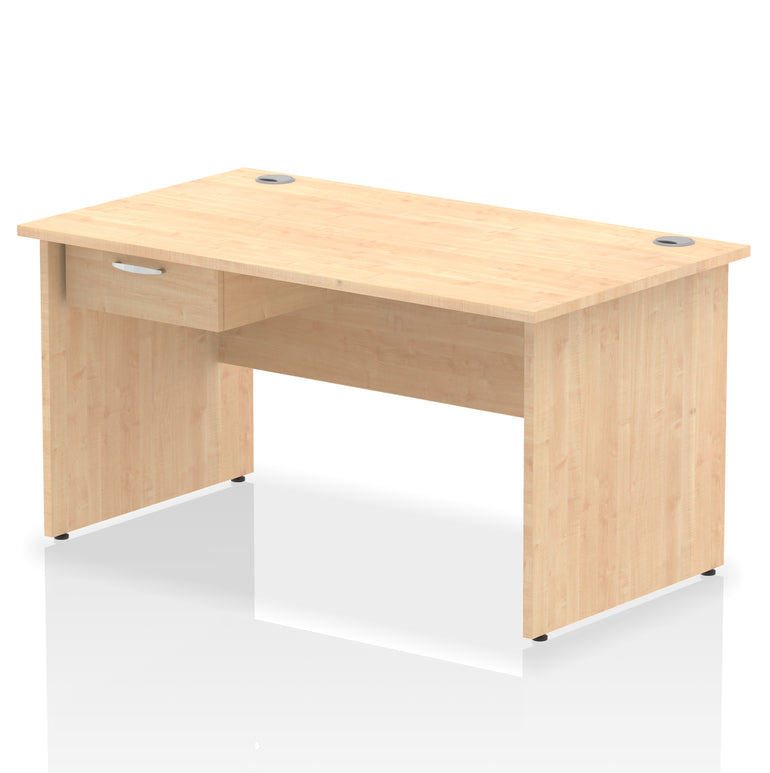 Impulse Panel End Straight Desk With Single One Drawer Fixed Pedestal