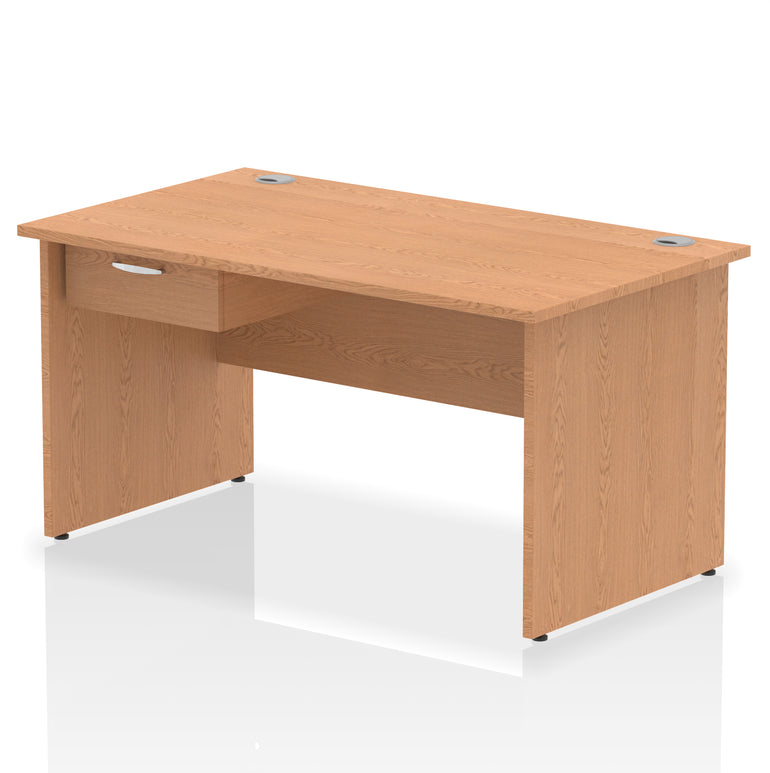 Impulse Panel End Straight Desk With Single One Drawer Fixed Pedestal