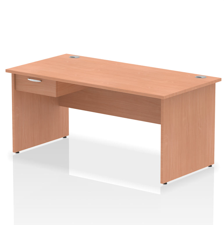 Impulse Panel End Straight Desk With Single One Drawer Fixed Pedestal