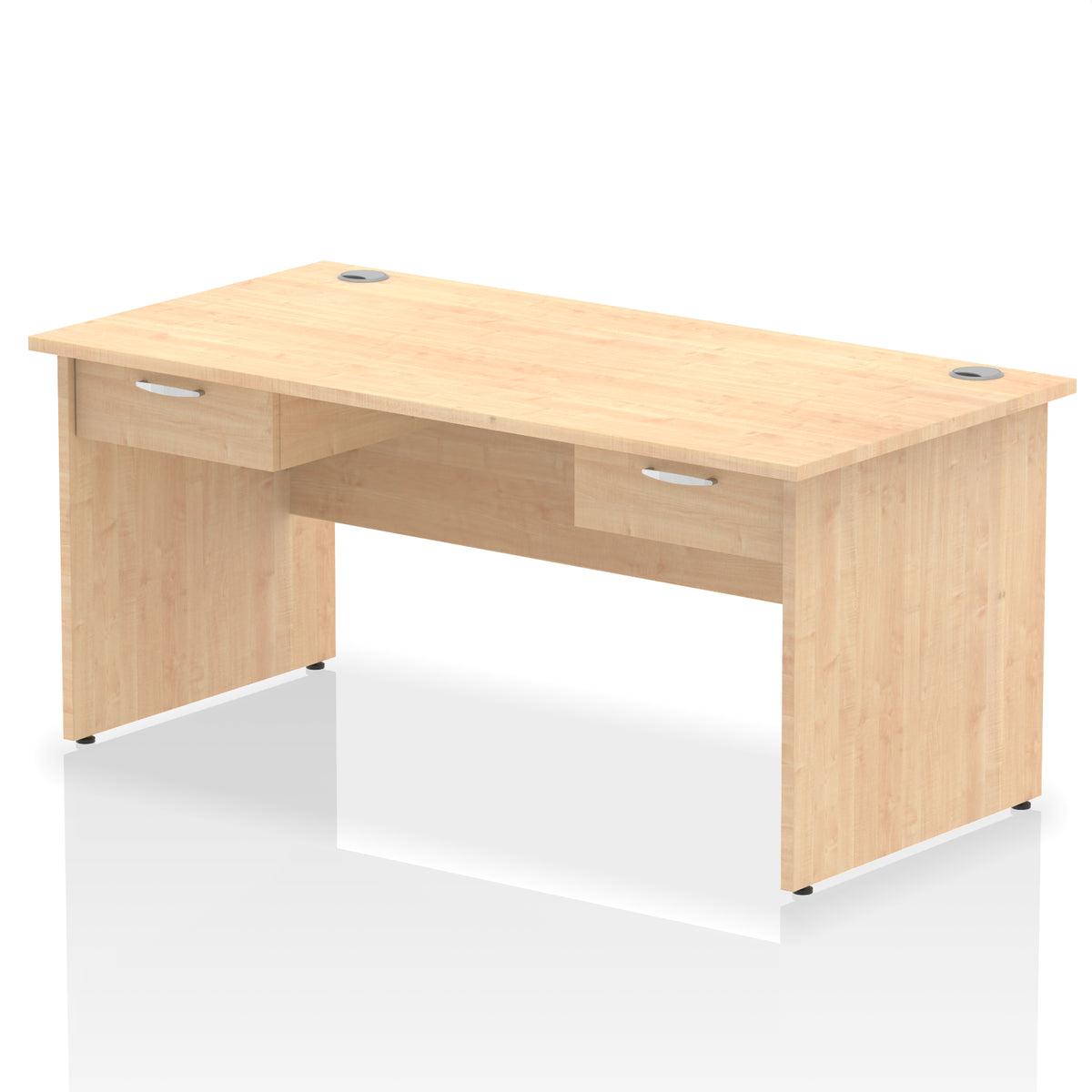 Impulse Panel End Straight Desk With Two One Drawer Fixed Pedestals