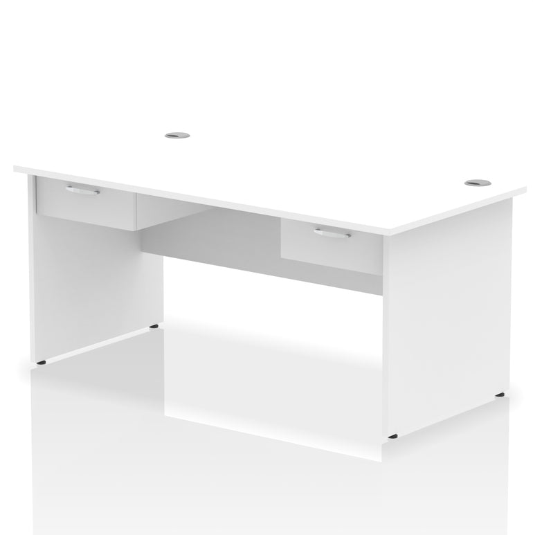 Impulse Panel End Straight Desk With Two One Drawer Fixed Pedestals