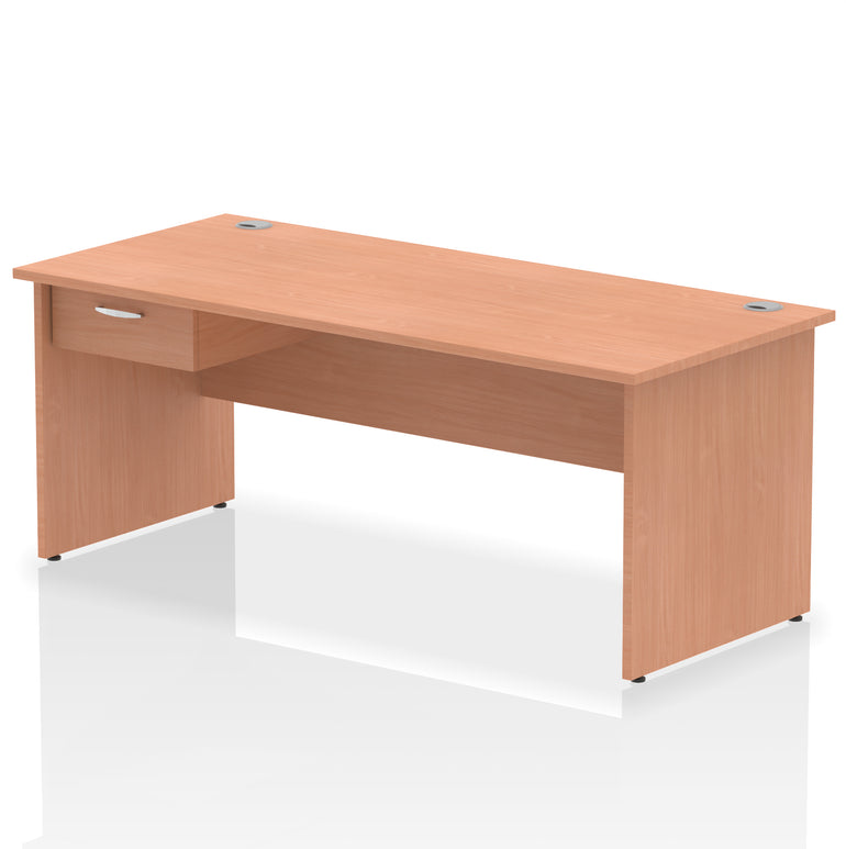 Impulse Panel End Straight Desk With Single One Drawer Fixed Pedestal