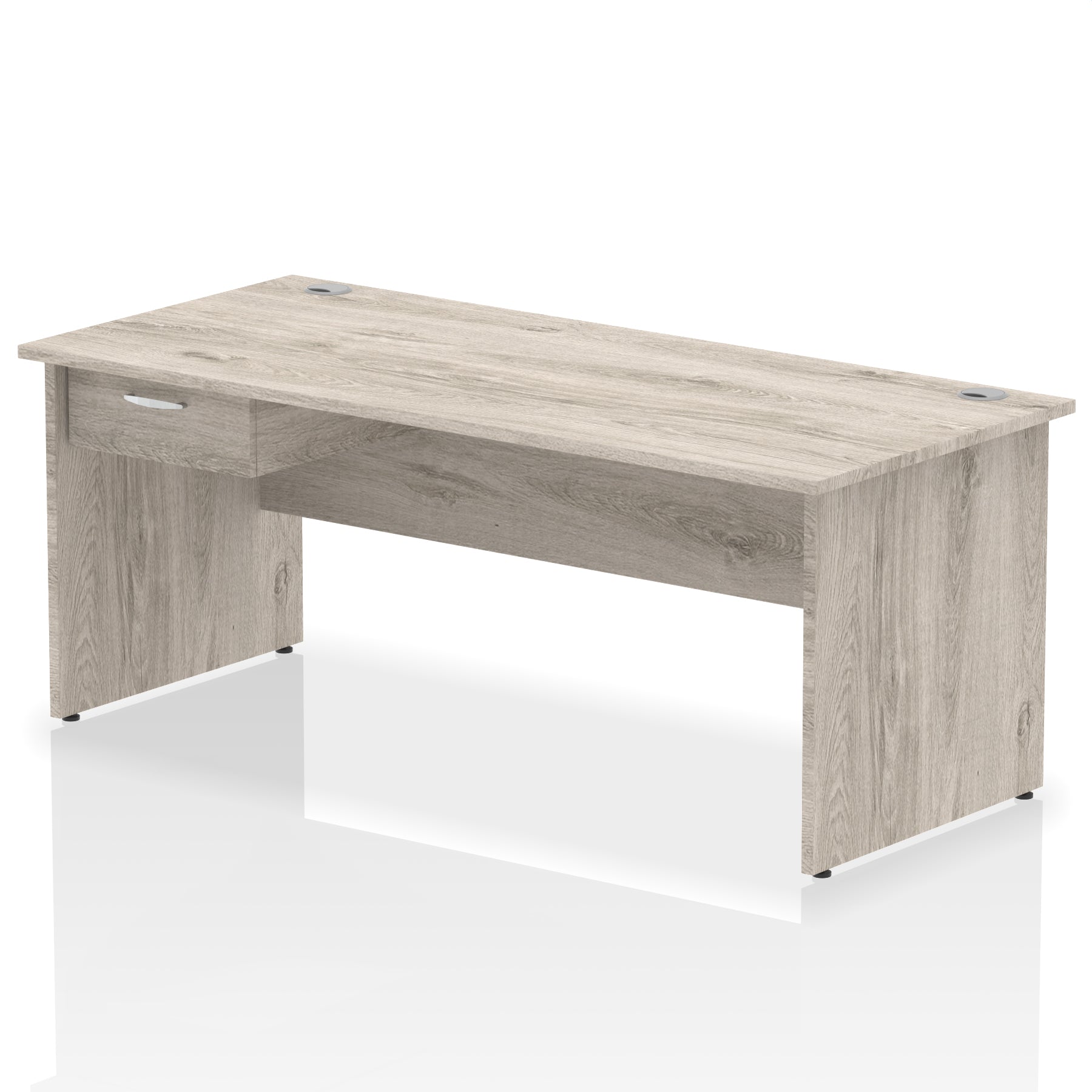 Impulse Panel End Straight Desk With Single One Drawer Fixed Pedestal