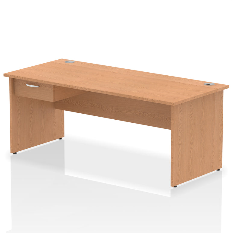 Impulse Panel End Straight Desk With Single One Drawer Fixed Pedestal