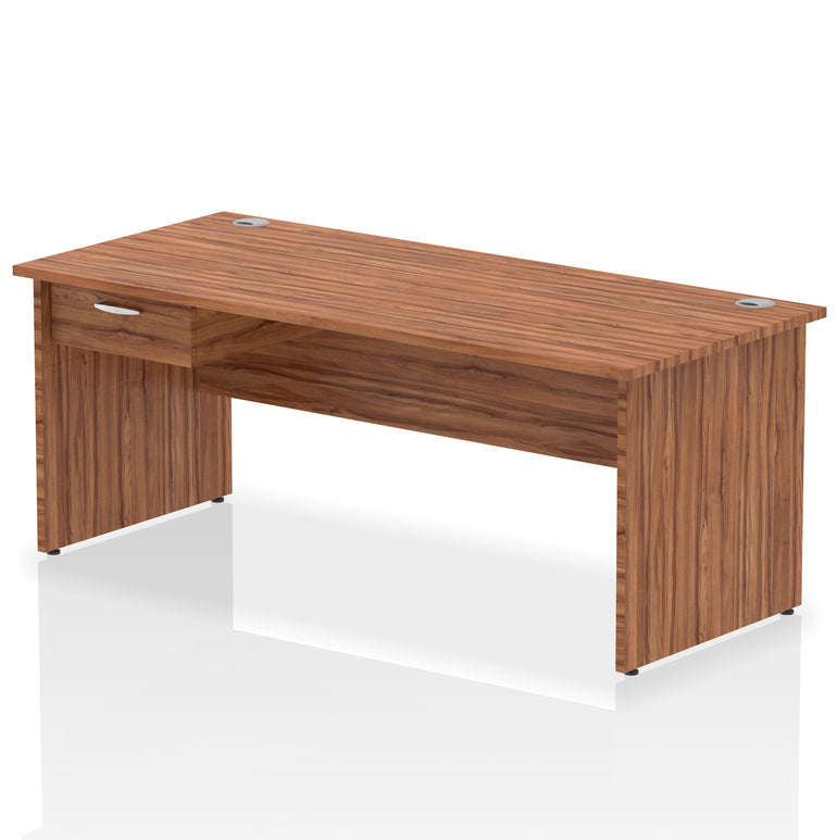 Impulse Panel End Straight Desk With Single One Drawer Fixed Pedestal