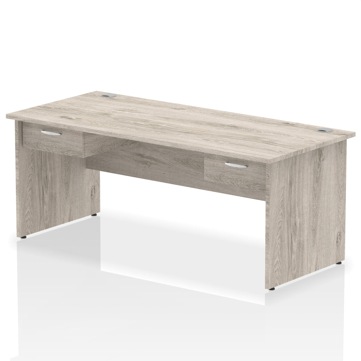 Impulse Panel End Straight Desk With Two One Drawer Fixed Pedestals