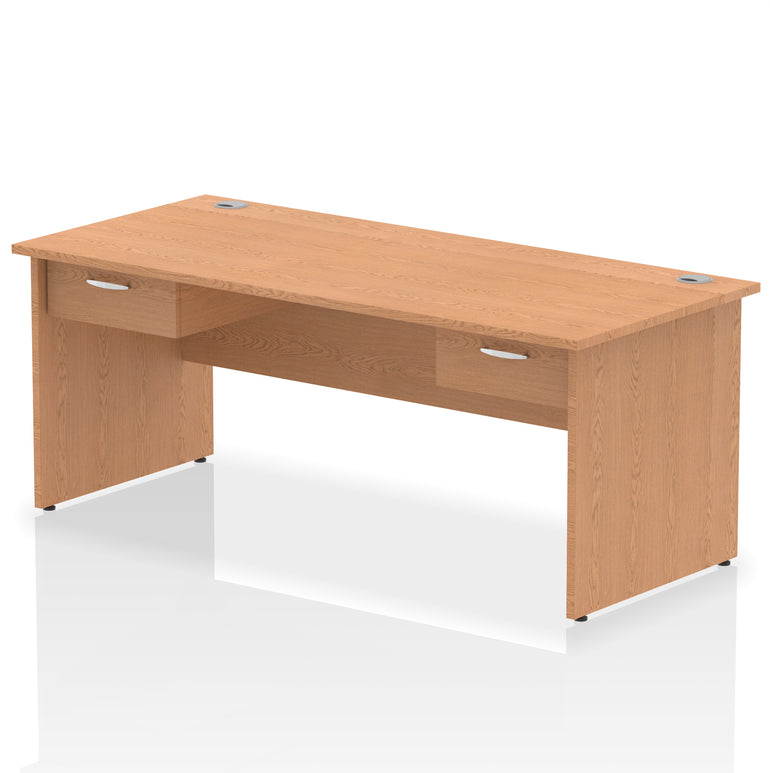 Impulse Panel End Straight Desk With Two One Drawer Fixed Pedestals