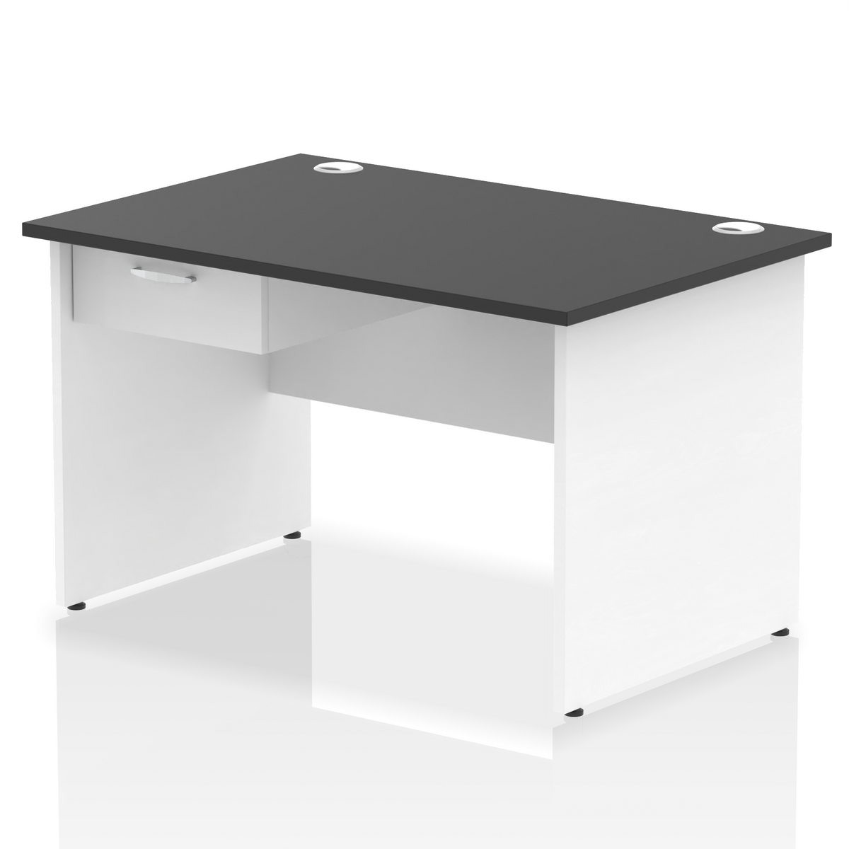 Impulse Panel End Straight Desk With Single One Drawer Fixed Pedestal