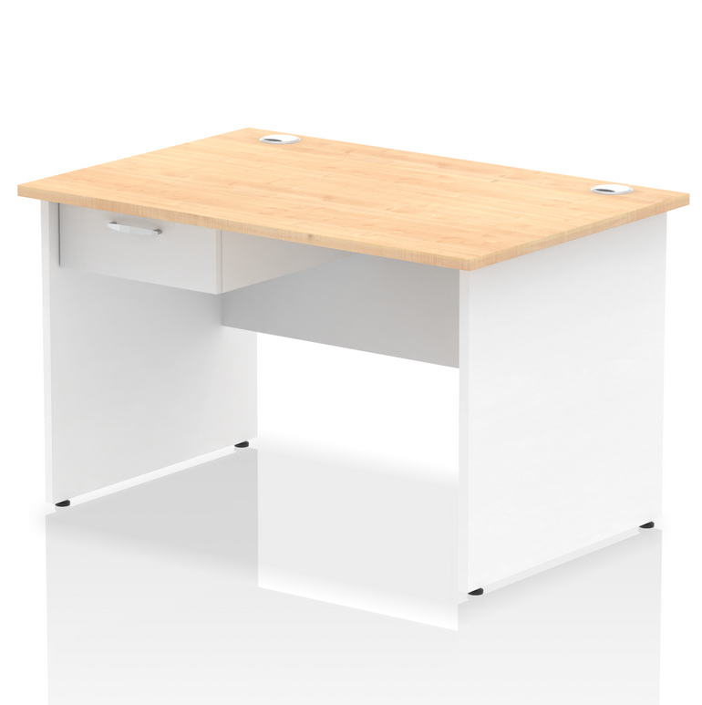 Impulse Panel End Straight Desk With Single One Drawer Fixed Pedestal