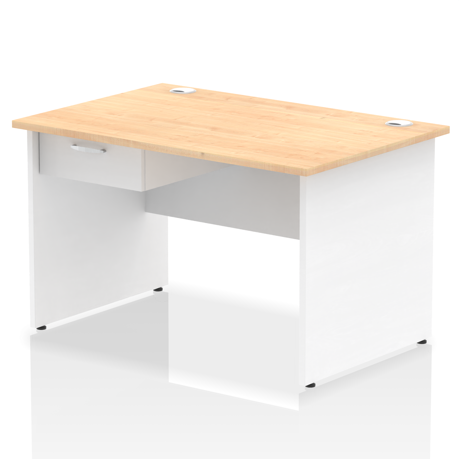 Impulse Panel End Straight Desk With Single One Drawer Fixed Pedestal