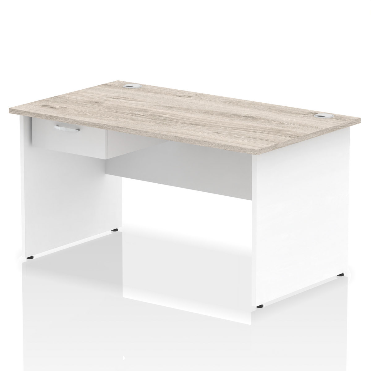 Impulse Panel End Straight Desk With Single One Drawer Fixed Pedestal
