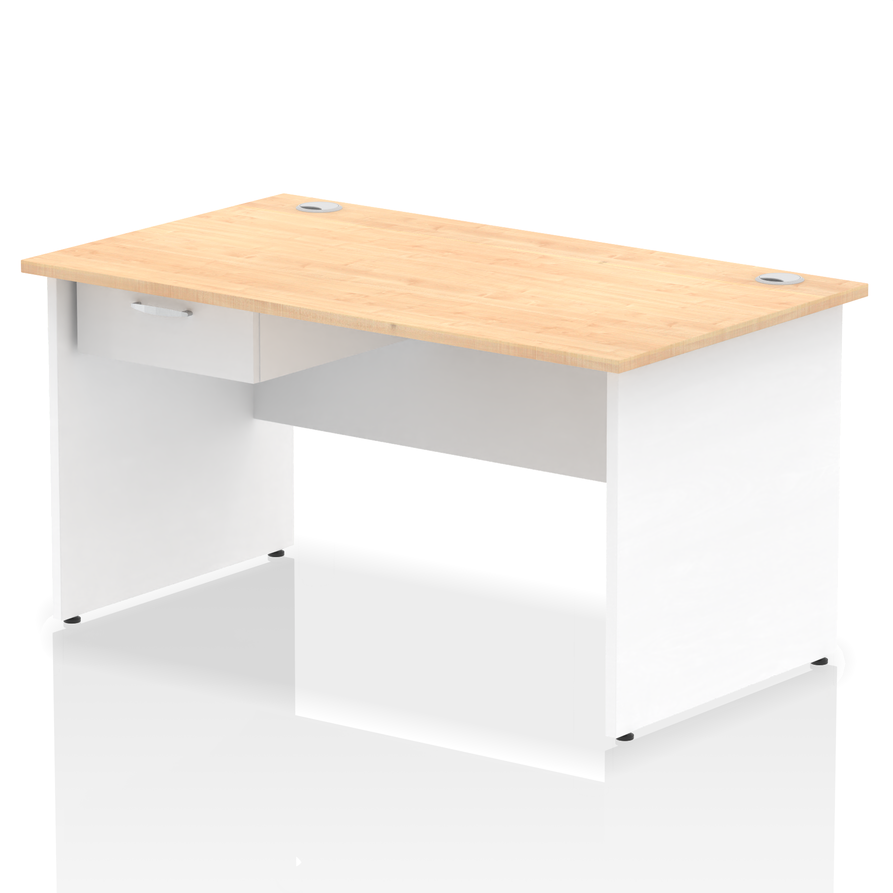 Impulse Panel End Straight Desk With Single One Drawer Fixed Pedestal