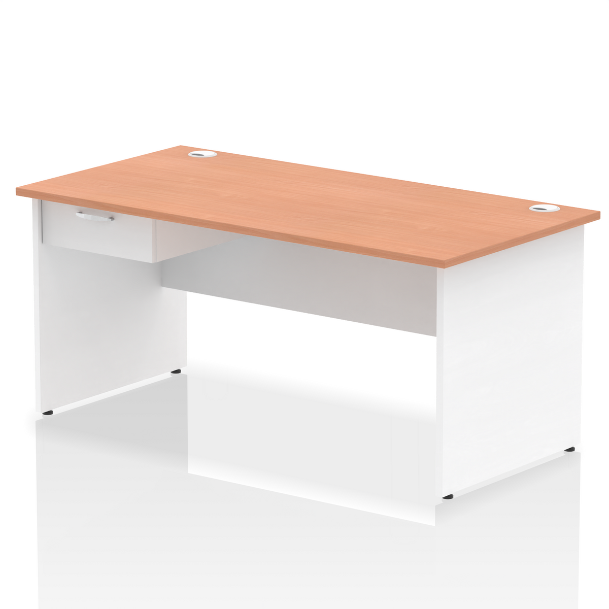 Impulse Panel End Straight Desk With Single One Drawer Fixed Pedestal