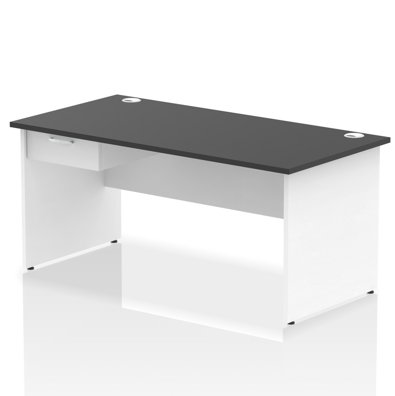 Impulse Panel End Straight Desk With Single One Drawer Fixed Pedestal