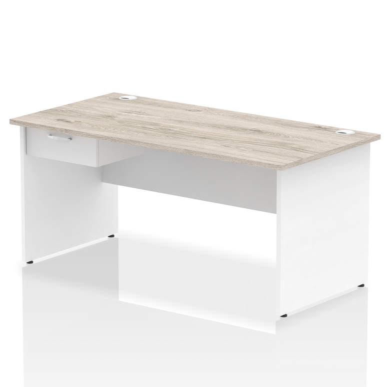Impulse Panel End Straight Desk With Single One Drawer Fixed Pedestal