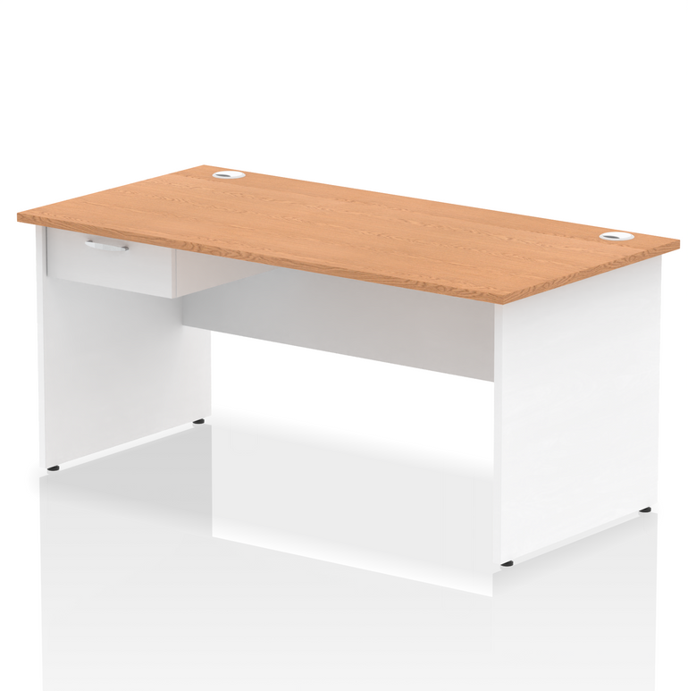 Impulse Panel End Straight Desk With Single One Drawer Fixed Pedestal