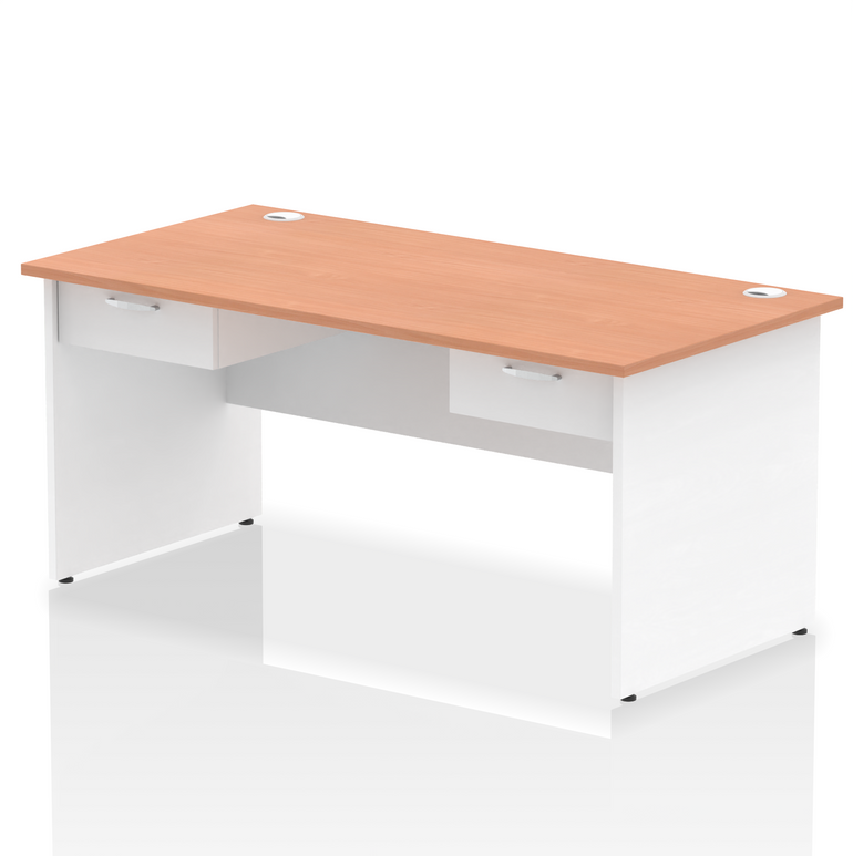 Impulse Panel End Straight Desk With Two One Drawer Fixed Pedestals