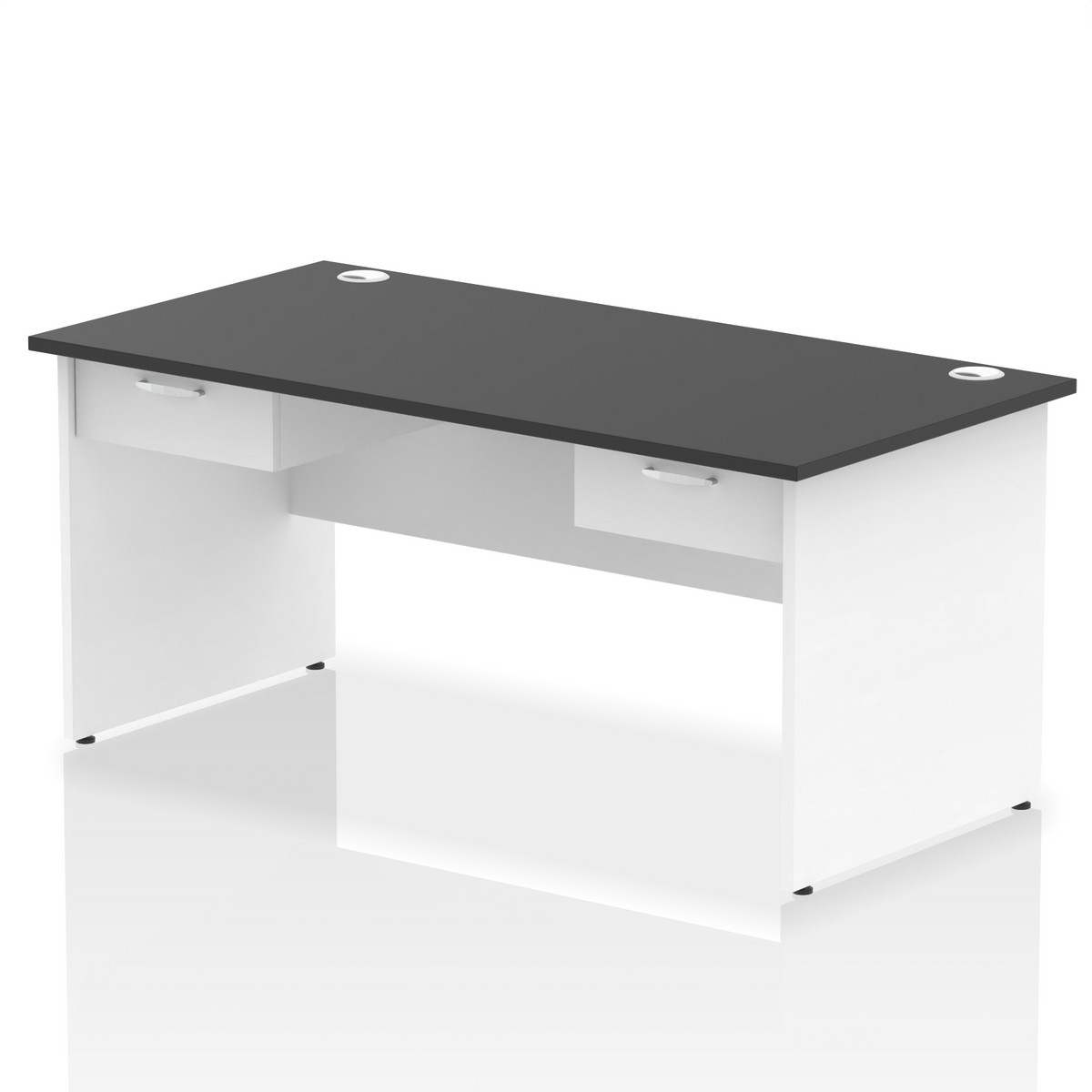 Impulse Panel End Straight Desk With Two One Drawer Fixed Pedestals